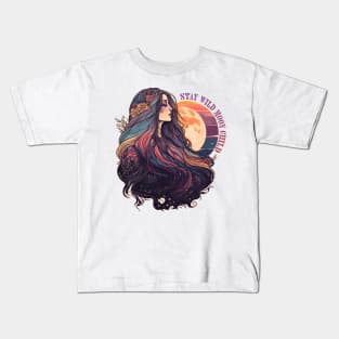 Retro Moon Goddess | Stay Wild Moon Child Kids T-Shirt